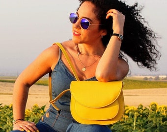 Mustard Yellow crossbody purse for women, handmade leather handbag, Small mustard Bag, small summer purse, crossbody leather bag