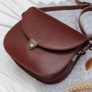 Authentic Full Grain Leather Bag - Statement Handcrafted Crossbody Purse for Girls, Girlfriend's Best Gift