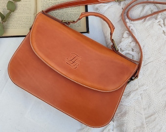 Luxury Genuine Leather Top Handle saddle Bag, Classic Leather Satchel with Top Handle - High-Quality Luxury Bag,