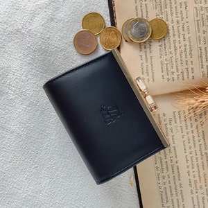 Geldbörse aus Leder im Vintage-Stil, Kussschloss, Geschenke für sie, Münztasche, Damen-Geldbörse – Leder-Geldbörse, Leder-Geldbörse