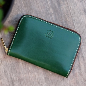 Portafoglio con cerniera per donna, portafoglio per donna con cerniera, portafoglio medio in pelle, portafoglio in pelle, regali per lei, portafoglio in pelle immagine 1