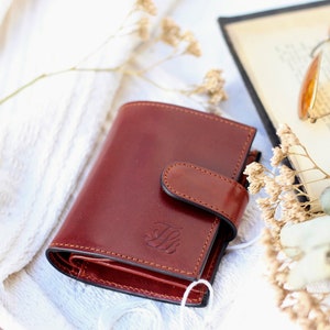 Portamonete in pelle pieno fiore - Mini pochette elegante per i viaggi, portafoglio sottile con porta carte Realizzato in pelle pieno fiore di alta qualità