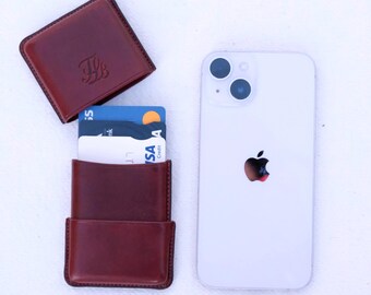 PERSONALIZED Small Minimal Leather Wallet, Minimalist Credit Card Cowhide Wallet, Customized Leather Gift for Dad.