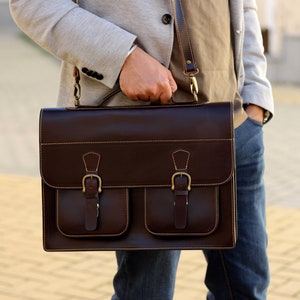Sac d’ordinateur portable en cuir de 15 pouces, porte-documents en cuir pour hommes, sac messager en cuir, portefeuille en cuir, sac d’ordinateur portable en cuir pour hommes, sacoche en cuir