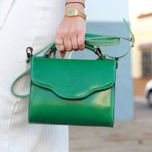 Sac à main en cuir vert pour femme, sac à bandoulière en cuir amovible, petit sac à bandoulière, petit sac à main en cuir