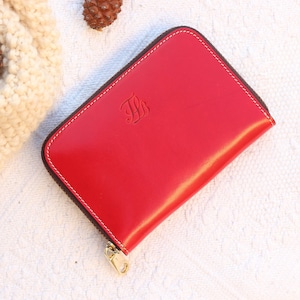 Red Medium Leather Wallet with Wraparound Metal Zipper - Stylish and Functional Accessory for the Modern Woman