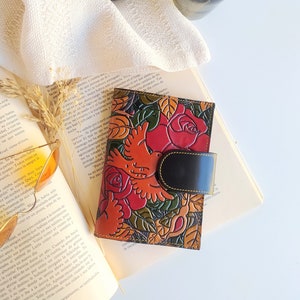 Women wallet, leather wallet painted, big wallets, leather wallet with roses, cute leather wallet, leather wallet woman, wallet with flowers