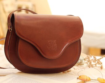 Saddle Crossbody leather purse, authentic leather crossbody purse, mahogany leather purse women, artisan leather bag with adjustale strap