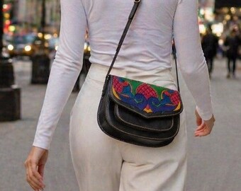 Small Hand Tooled Leather Saddle Bag | Unique Handmade Crossbody Purse | Vintage Style Leather Handbag