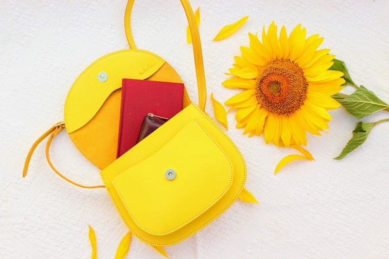 Yellow Crossbody Purse for Women Handmade Leather Handbag Etsy