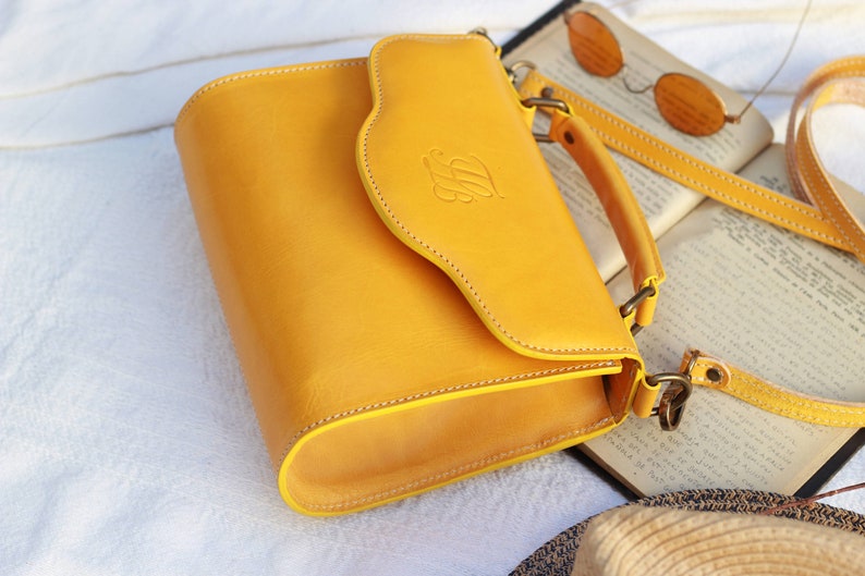 Genuine soft crossbody Leather purse, handcrafted Small crossbody leather bag, top handle leather purse, handmade soft leather handbag image 10