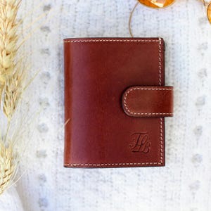 Petit portefeuille en cuir pour femme, portefeuille monogrammé personnalisé, portefeuille pour elle ou pour lui, porte-monnaie en cuir