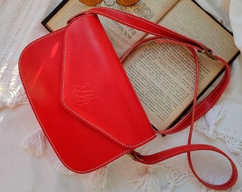 Buy Red Leather Crossbody Purse for Women, Envelope Leather