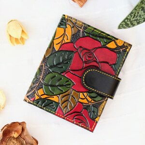 Handmade carved leather woman wallet • small woman leather wallet • cute small ladies wallet, personalized gifts for her