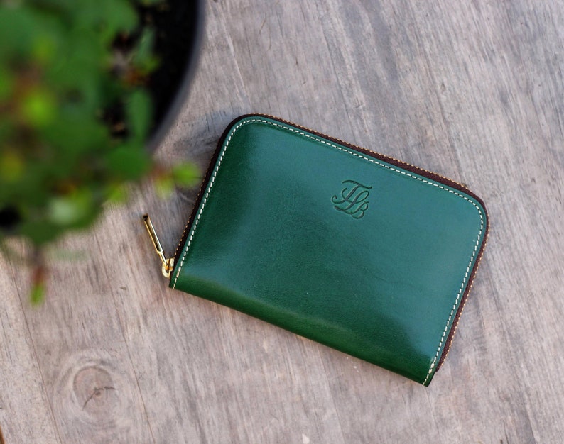 Portafoglio con cerniera per donna, portafoglio per donna con cerniera, portafoglio medio in pelle, portafoglio in pelle, regali per lei, portafoglio in pelle immagine 1