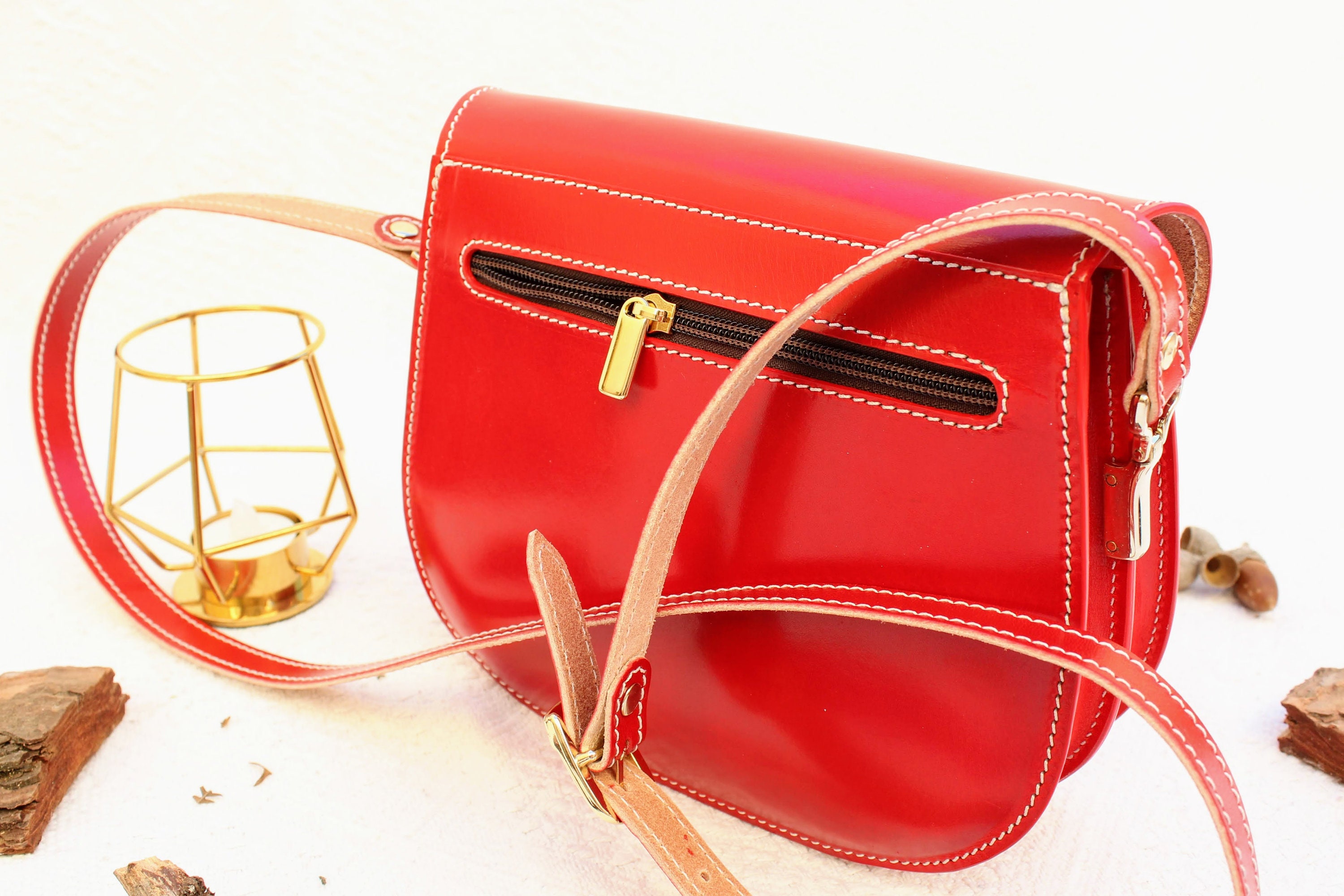 Red Purse Crossbody Leather Purse Leather Handbag Leather Etsy