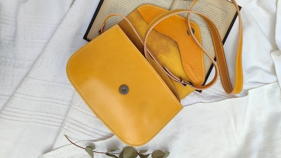 Youth Style Yellow Leather Bag for Ladies Striking Leather Bag Handmade in Spain by Traditional Artisans Etsy Ireland