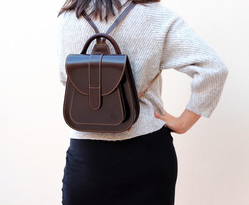 Dark Brown Leather Backpack Purse for Women Brown Leather Etsy