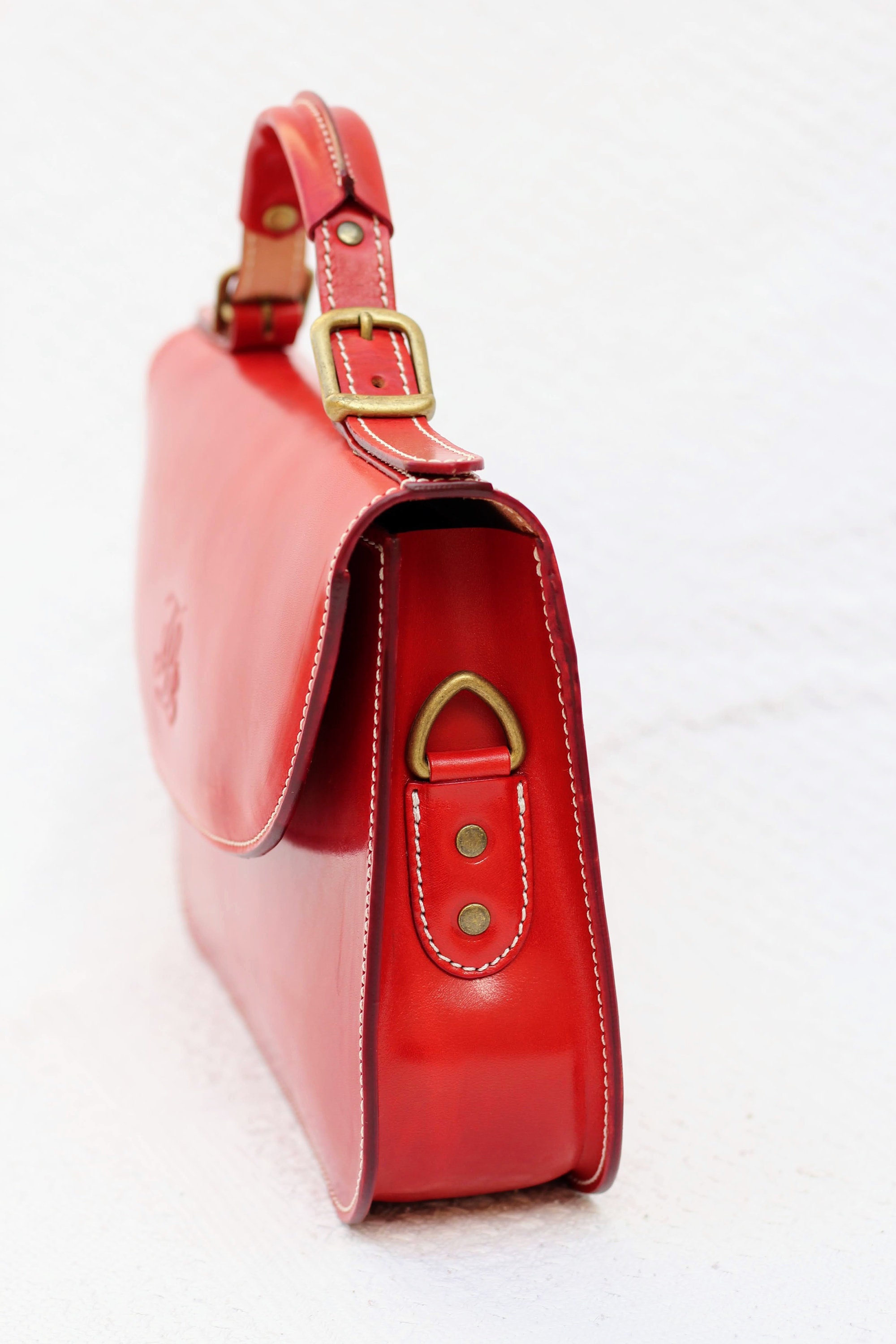 Red Crossbody Purse Top Handle Leather Bag Atemporal Leather Etsy