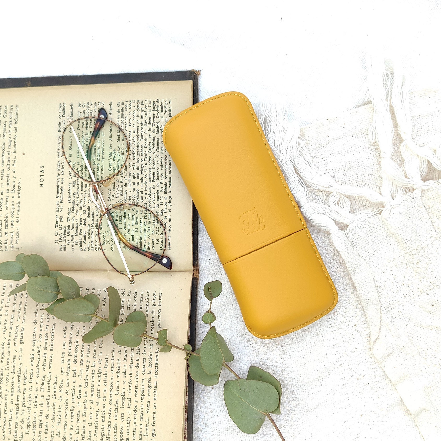 Glasses Case Hard, Leather Eyeglass Case Perfect for Gift, Leather