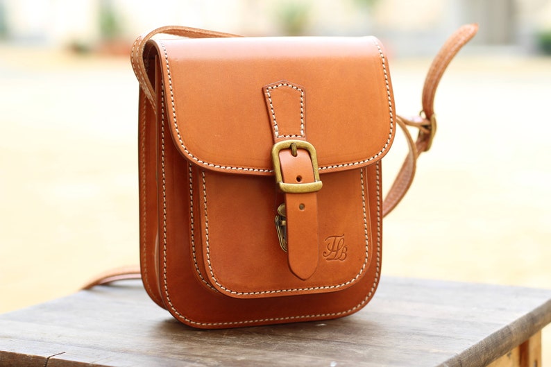 Stylish Mini Crossbody Bag in Genuine Leather with Buckle Detail image 1