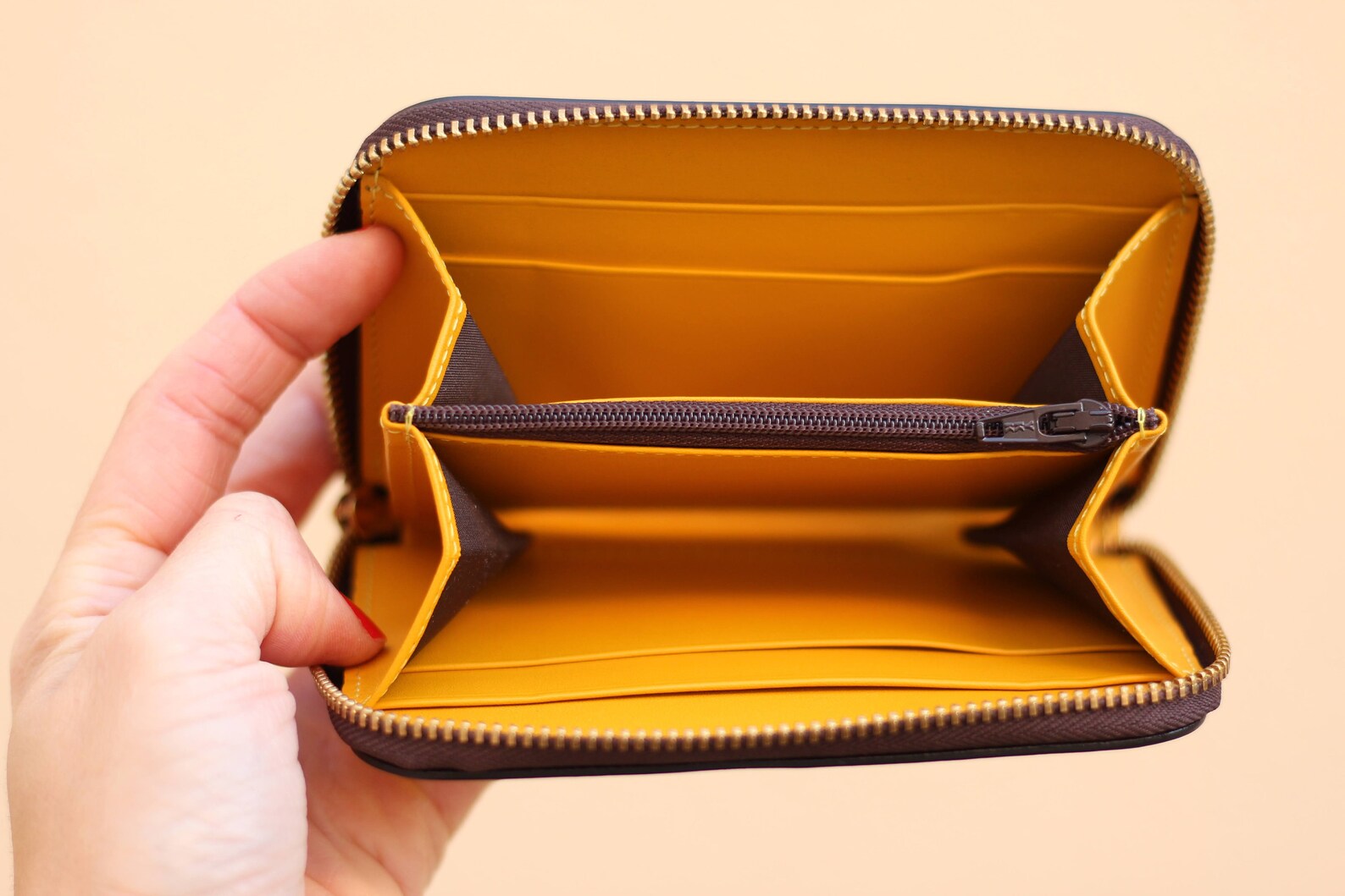 Zip Around Wallet for Women Yellow Leather Wallets for Women Etsy