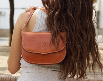 Cute Small Sandy Brown Leather Purse - Handmade Crossbody Bag for Women