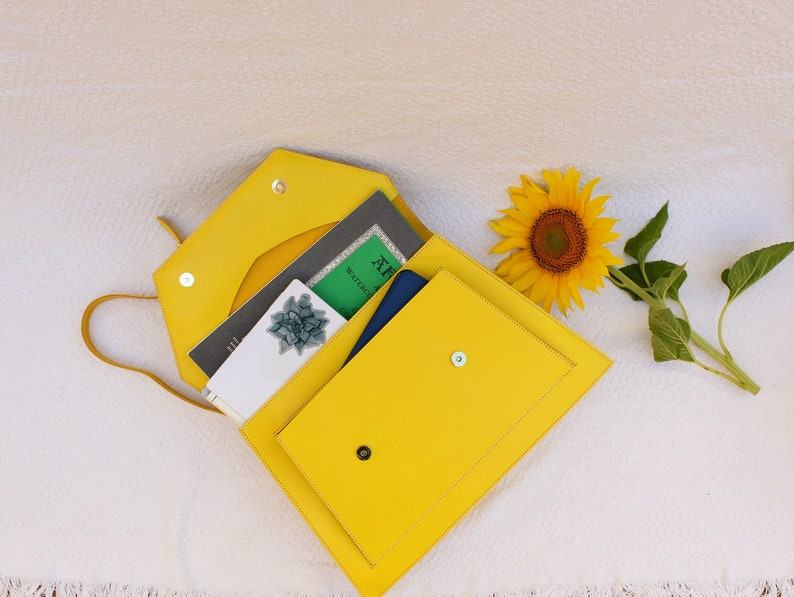 Yellow laptop bag Leather business briefcase Leather Etsy