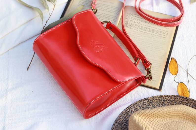 red leather purse