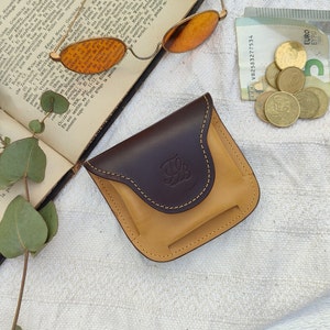 Leather Pouches Coin Purses, Soft Cute Leather coin Pouch, Cute coin pouch, Coin holder, Small Pouch Dark brown