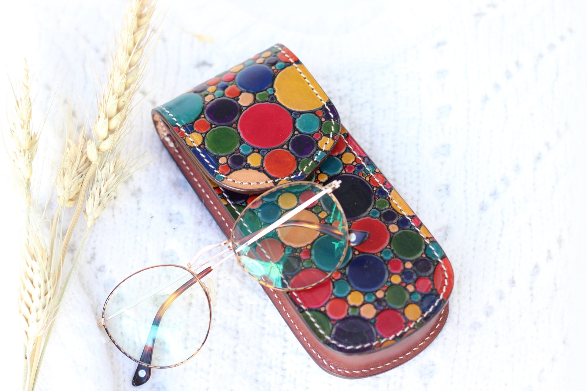 Custodia Porta Occhiali Da Sole In Pelle Di Mucca, Marrone, Fatto A Mano, Unisex, Astuccio Personalizzato