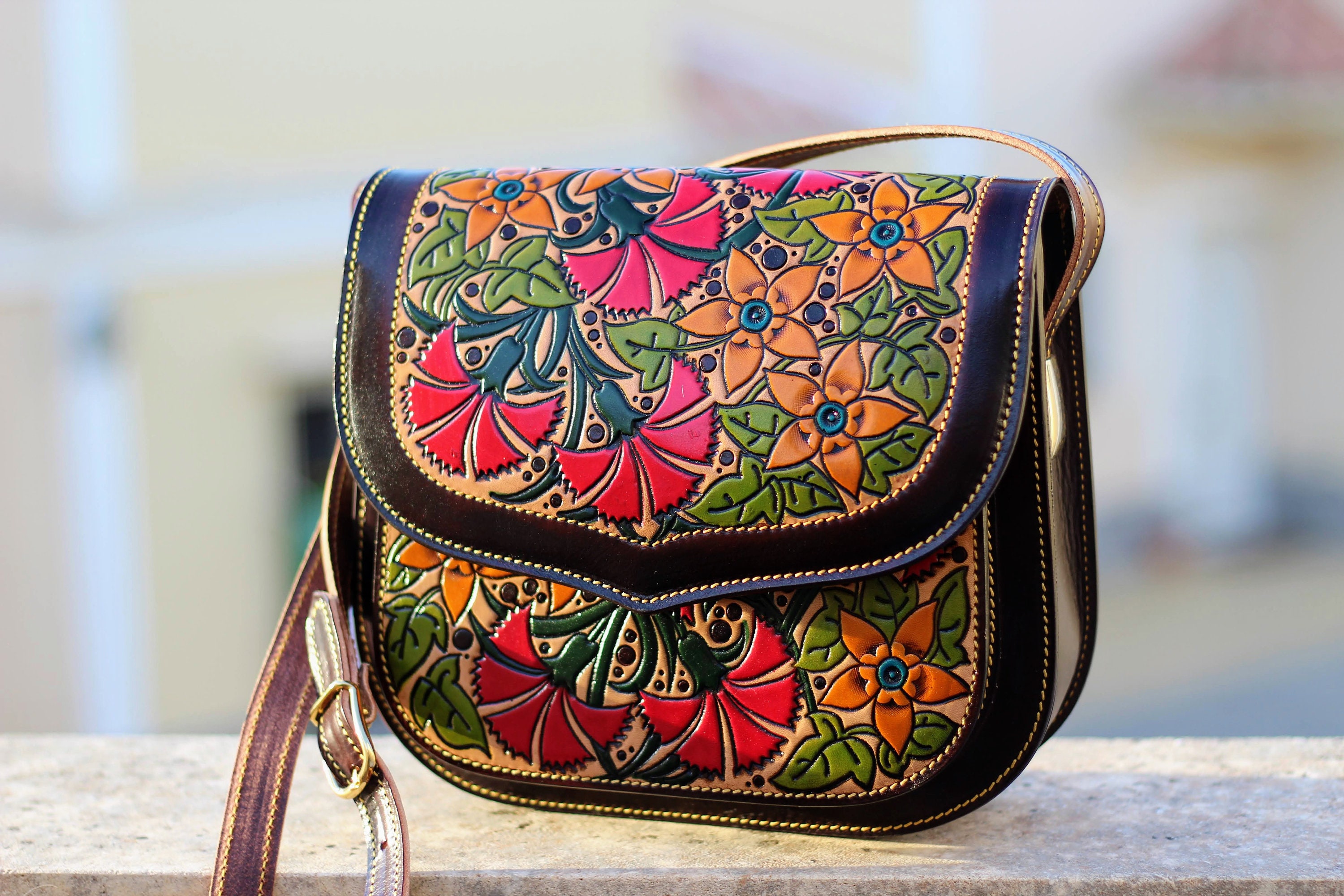 Custom leather coin purse clutch bag wallet hand crafted hand painted with  flowers for women Painting by Aysel Saganai - Fine Art America