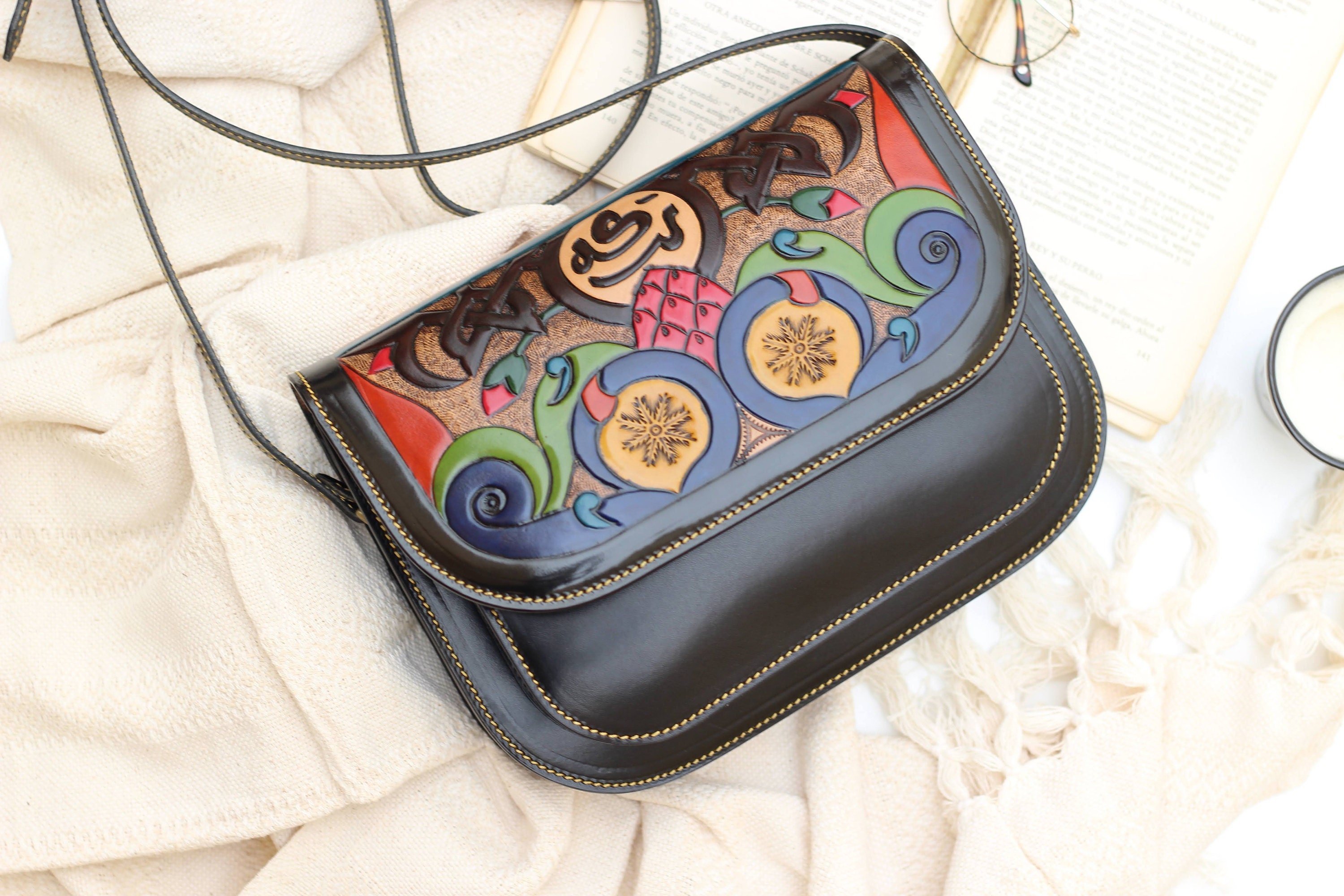 Black Leather Purse Luxury Handbags Tooled Leather Purse - Etsy Singapore