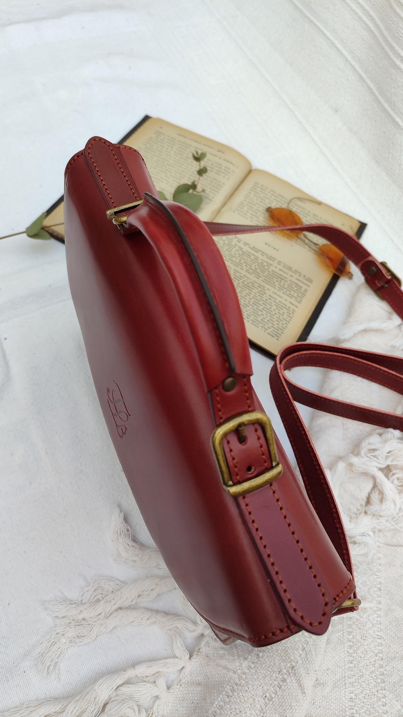 Sac De Selle En Cuir Véritable - Bandoulière Ajustable, Couleur Marron, Neuf Sans étiquette