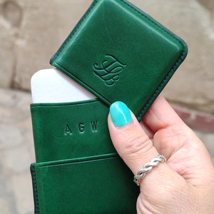 Portafoglio porta carte in pelle con monogramma per uomo, regali personalizzati, porta carte in pelle personalizzato fatto a mano - Portafoglio con nome personalizzato inciso