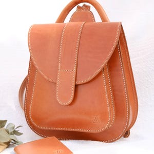 Leather backpack for women, brown leather rucksack for women, urban backpack, minimalist leather rucksack, cowhide backpack, cute backpack Light Brown