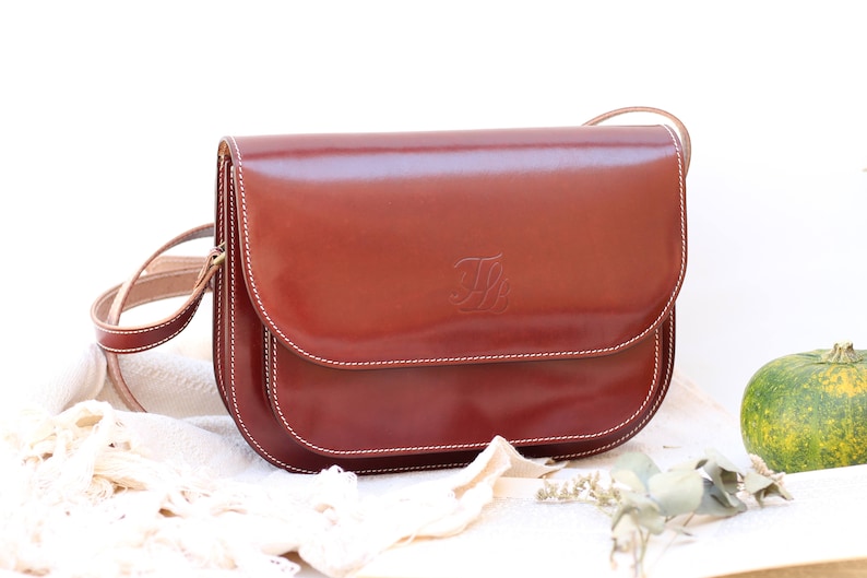 Brown leather crossbody bag for women, personalized leather gifts, leather purse for women, brown leather purse, minimalist bag imagen 6