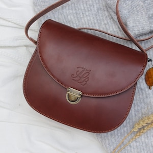 Authentic Full Grain Leather Bag - Statement Handcrafted Crossbody Purse for Girls, Girlfriend&#39;s Best Gift