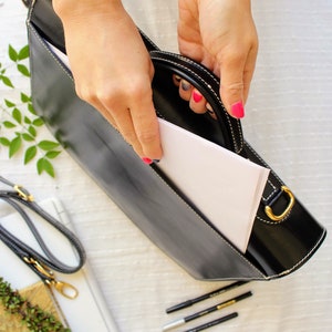 Crossbody Black Leather laptop bag for women, Leather briefcase for women, 15 inches laptop bag, laptop bag image 6
