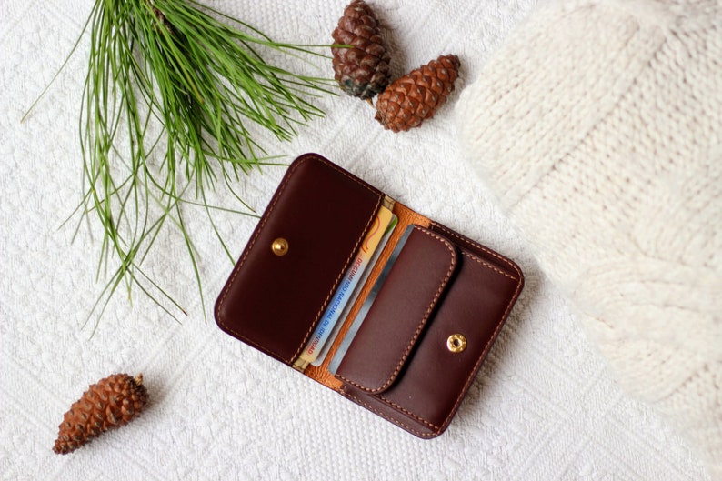 Mini cash envelope, Leather Coin Pouch, Small Pouch, Cash purse, leather envelope, Mens pocket wallet, cash pouch Brown