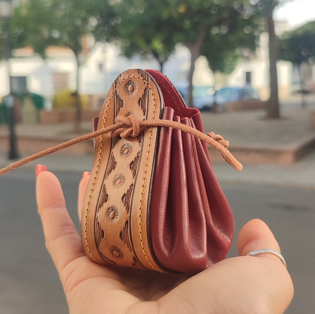 Lanyard Wallet, Leather Drawstring Pouch, Coin Pouch, Leather Money ...