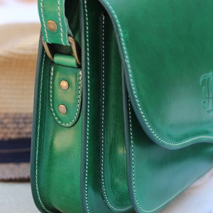 Green Leather saddle Bag for women, women's Leather bag, Handmade leather crossbody bag, leather bag for women, crossbody leather handbag image 4
