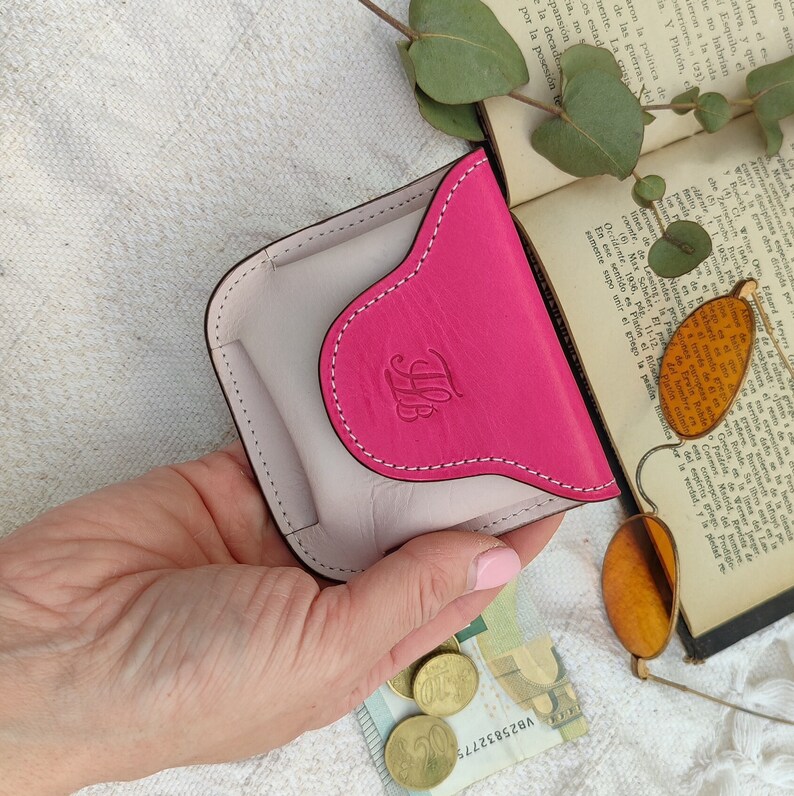 Leather Pouches Coin Purses, Soft Cute Leather coin Pouch, Cute coin pouch, Coin holder, Small Pouch Rosa