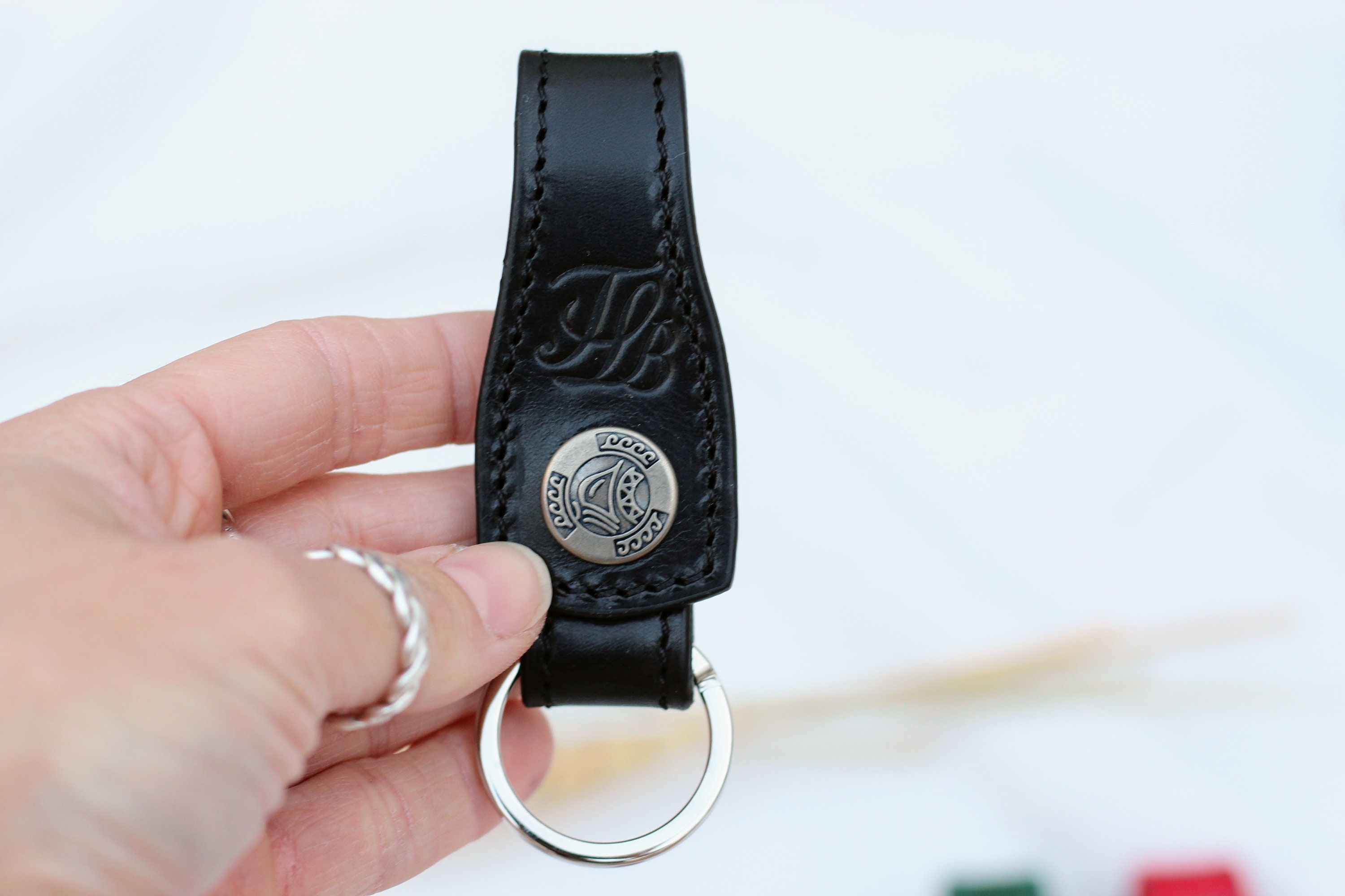 【YOURNUS】Double Keyring Leather Belt YJSG Men's Belt,Genuine Leather Belt Double Row Studded