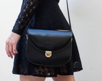 Sac à main noir date night crossbody, sac à main noir Night out, sac à main en cuir noir avec serrure, sac à main de jour en nuit pour femmes