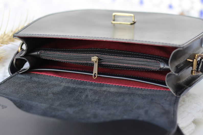 Red Leather Purse for women, Handmade Leather Handbag, Red Leather Handbag, Red Leather Crossbody Bag, Valentine's Day gift for wife imagen 9