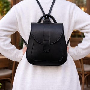 Leather backpack for women, brown leather rucksack for women, urban backpack, minimalist leather rucksack, cowhide backpack, cute backpack image 11