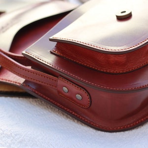 Leather saddle bag purse, Small Brown Leather Crossbody bag, Handmade leather handbag for women, Small cognac crossbody leather bag for her image 8