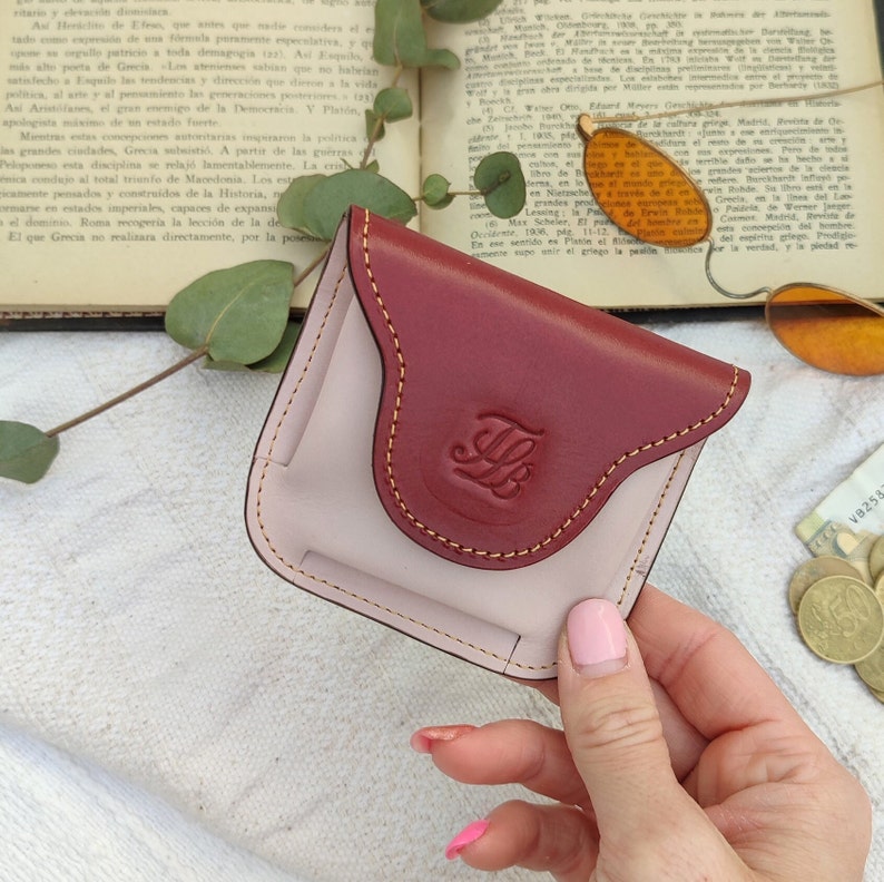 Leather Pouches Coin Purses, Soft Cute Leather coin Pouch, Cute coin pouch, Coin holder, Small Pouch Cognac brown