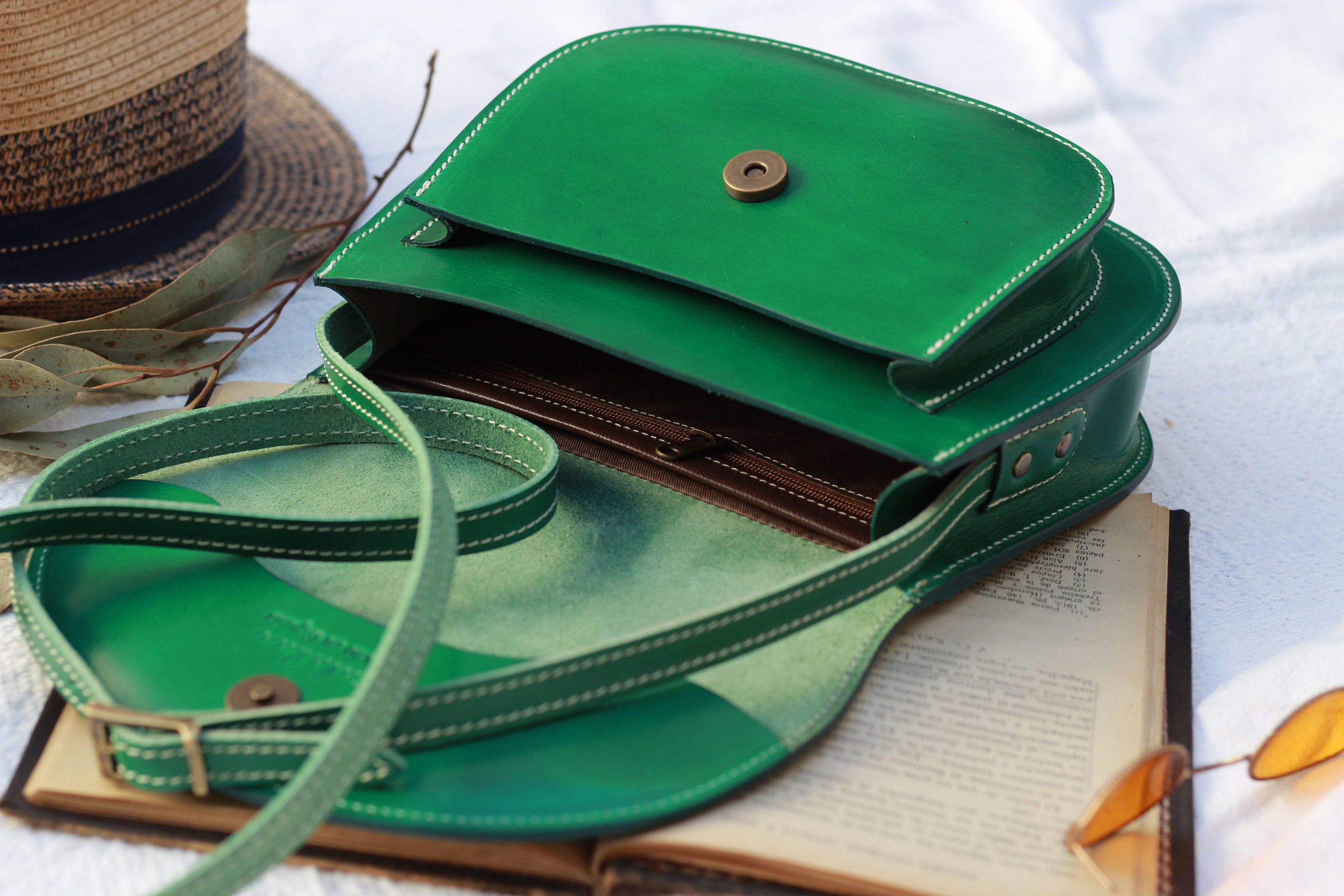 Green leather bag Etsy Mexico